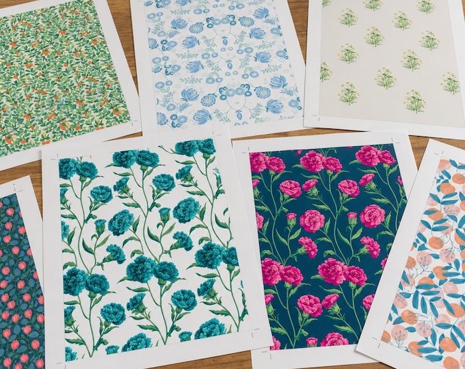 1:12 Scale Dollhouse Floral Wallpaper, Heavy Matte Cardstock Prints (7 Designs)