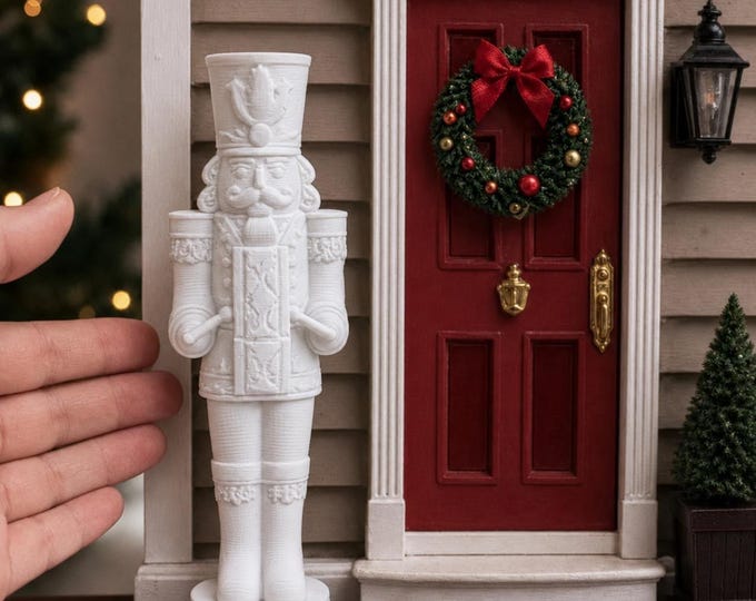 1:12 Scale Unpainted Nutcracker – Miniature Christmas Porch Decoration, 3D Printed Holiday Décor