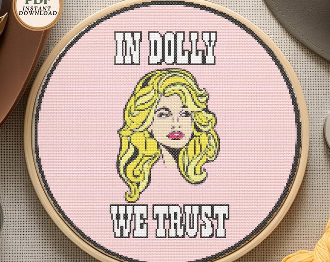 In Dolly We Trust" Cross Stitch Pattern – PDF INSTANT DOWNLOAD