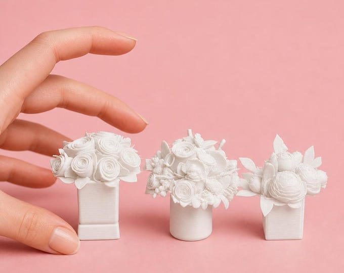 1:12 Scale Miniature Flower Arrangements | Roses, Mixed Flowers, Peonies (Unpainted)