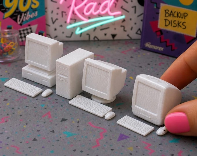 1:12 Scale Retro Computers – 1990s Desktop PC Miniatures, Unpainted 3D Print