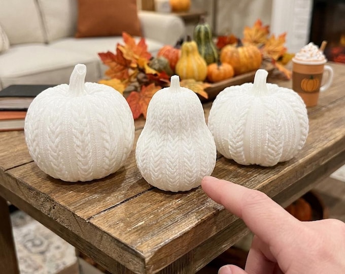 1:12 Miniature Knitted Pumpkins, Dollhouse Fall Decor, 3D Printed Pumpkin, Tiny Autumn Decoration