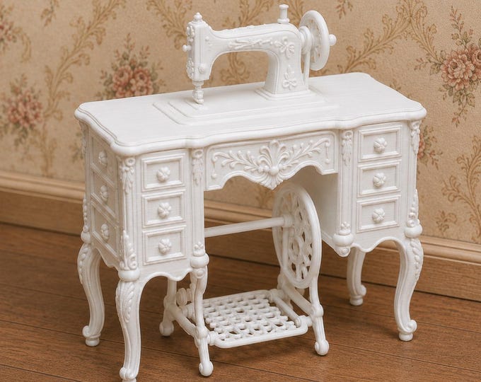 1:12 Scale Vintage Treadle Sewing Machine Table | Dollhouse Miniature Furniture