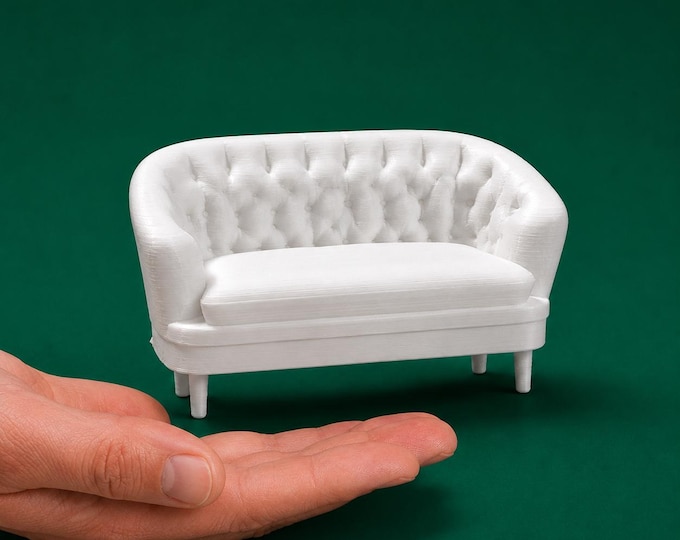 1:12 Scale Tufted Loveseat – Miniature 3D Printed Sofa