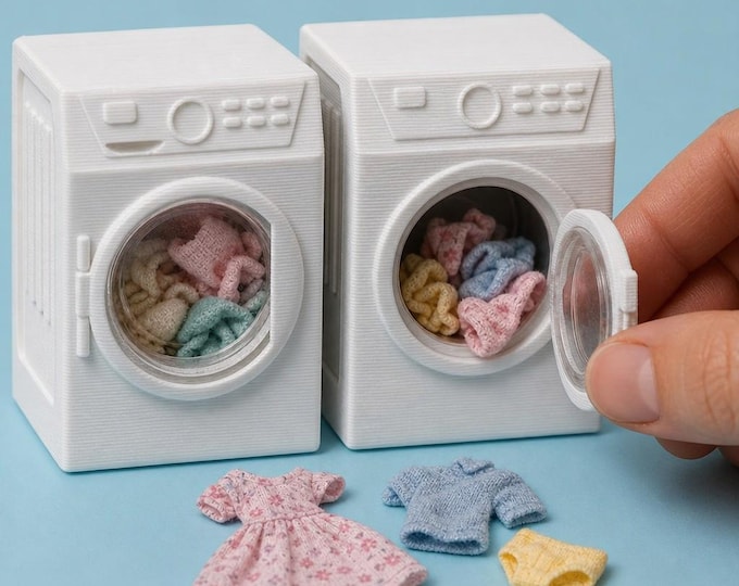1:12 Scale Dollhouse Washer Dryer Set – Miniature Laundry Appliances (Physical 3D Print)