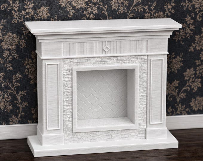 1:12 Scale Miniature Fireplace & Mantel – Physical 3D Printed Dollhouse Fireplace=