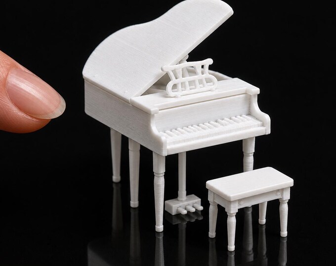 1:12 Scale Toddler Piano and Bench – 3D Printed Dollhouse Furniture (Unpainted)