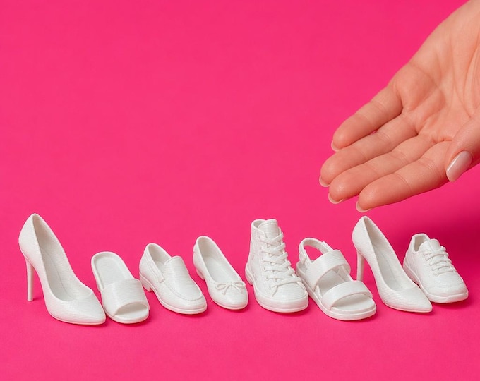 1:12 Scale Dollhouse Women's Shoes – Heels, Flats, Sneakers, Sandals, Loafers (3D Printed)
