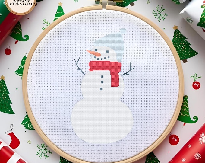Chilly & Charming Snowman Cross Stitch Pattern | Winter Decor | Instant Download