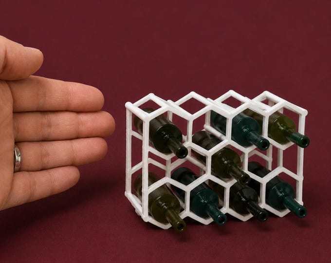 1:12 Scale Miniature Wine Rack with Wine Bottles – Physical 3D Printed Dollhouse Set