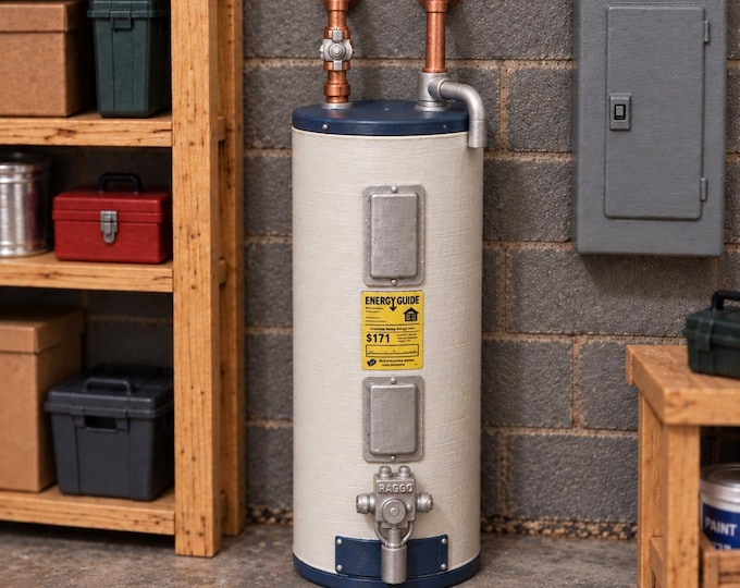 1:12 Scale Dollhouse Water Heater | 3D Printed Miniature | Painted or Unpainted Basement Decor