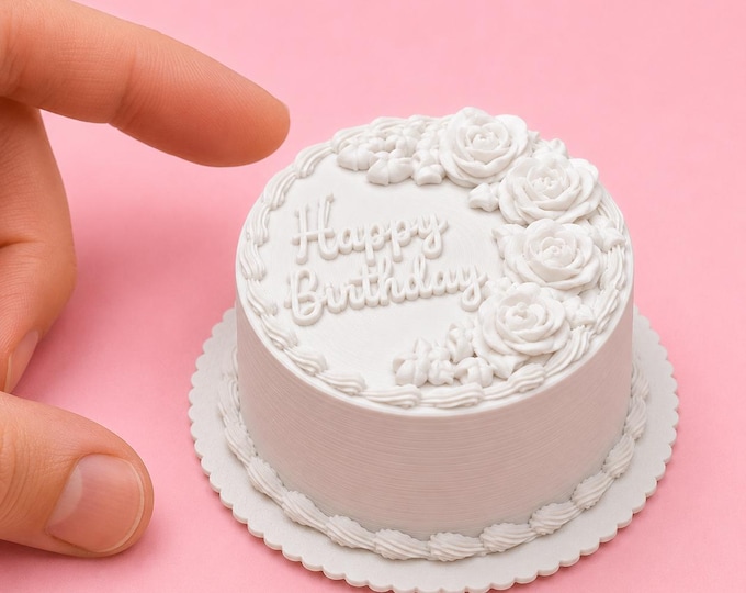 1:12 Scale Dollhouse Birthday Cake – Miniature 3D Printed Celebration Cake – Unpainte