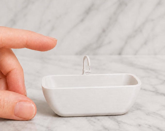 1:12 Scale Modern Bathtub with Standing Faucet | 3D Printed Dollhouse Furniture