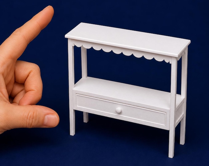 1:12 Scale Cottage Console Table – 3D Printed Miniature Entry Table with Drawer