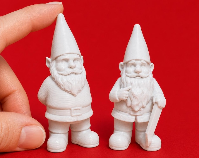 1:12 Scale Miniature Gnomes – 3D Printed Dollhouse Garden Decor – Unpainted Figurines