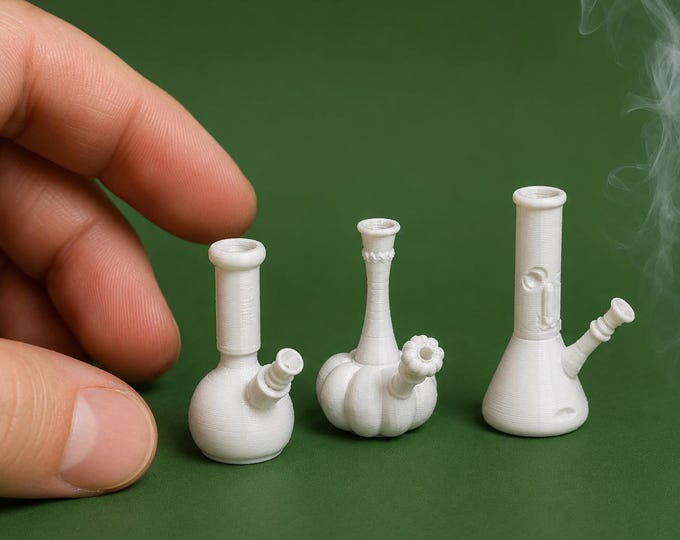 1:12 Scale Miniature Water Pipes – Tiny Bong Accessories – Unpainted 3D Printed Dollhouse Decor