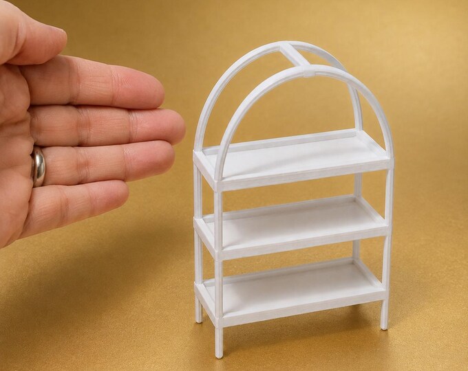 Miniature Arched Three-Tier Display Shelf – 1:12 Scale
