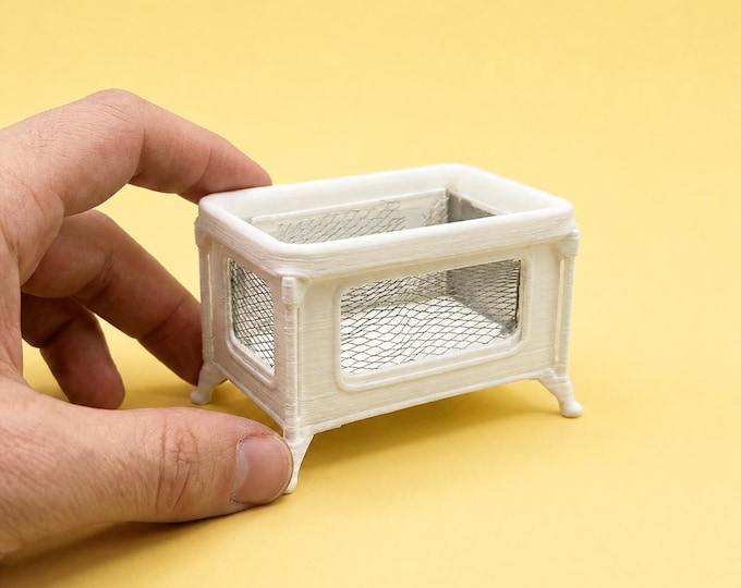 1:12 Scale Dollhouse Baby Playpen – 3D Printed Nursery Furniture