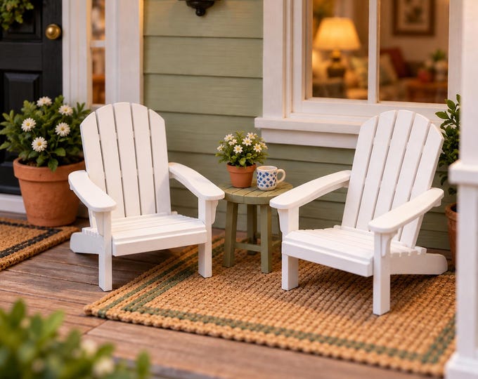 1:12 Scale Dollhouse Adirondack Chair – Classic Mini Outdoor Seating – Unpainted 3D Printed Miniature