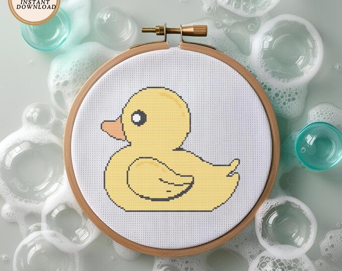 Adorable Rubber Ducky Cross Stitch Pattern | Digital Download | Bath Time Cute!