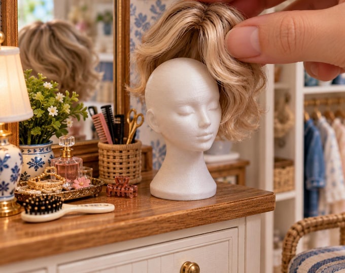 1:12 Scale Dollhouse Mannequin Head – Unpainted 3D Printed Display Bust Accessory