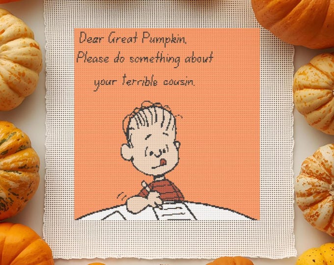 Cross Stitch Pattern – Great Pumpkin Letter with a Presidential Twist