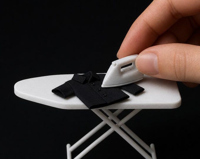 1:12 Scale Ironing Board and Iron Set – Miniature Laundry Room (Physical 3D Print)