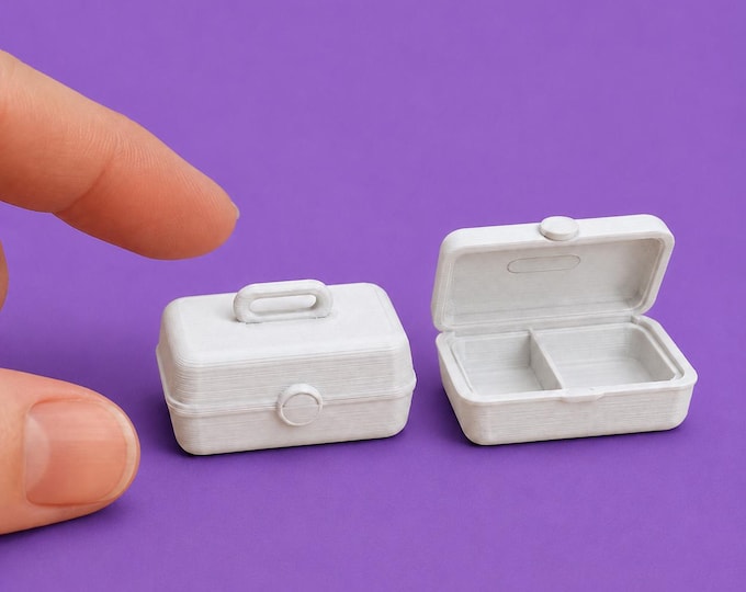 Miniature 3D Printed Lunchbox | Opening Dollhouse Lunch Box with Inset Tray (1:12 Scale)