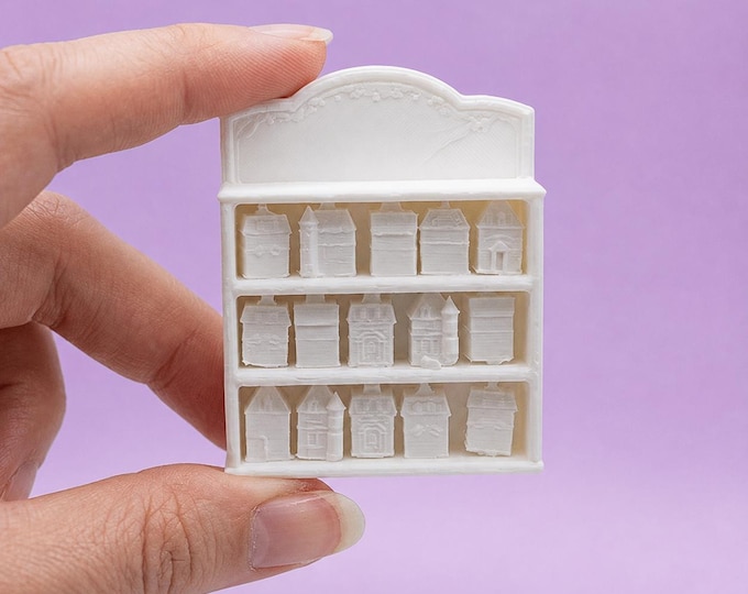 Miniature Spice Village Shelf Set | 1:12 or 1∶6 Scale Dollhouse Kitchen Decor (Unpainted)