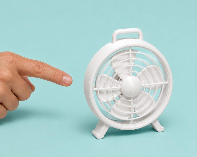 1:12 Scale Miniature Retro Table Fan – 3D Printed Dollhouse Fan