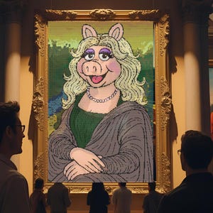 Miss Piggy as the Mona Lisa – Cross Stitch Pattern | Swine Fine Art | DIGITAL DOWNLOAD**