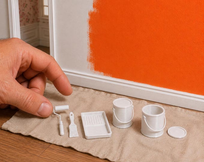 1:12 Scale Miniature Painting Supplies – 3D Printed Tools, Unpainted Set