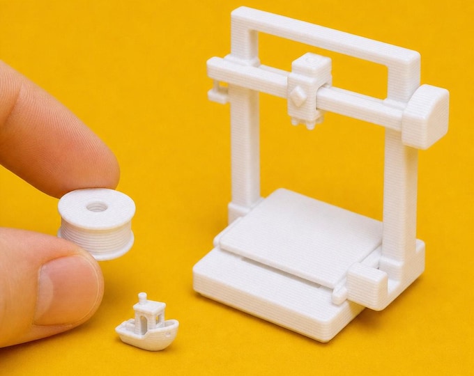 1:12 Scale Miniature 3D Printer Set – Unpainted Maker Workshop Decor (Physical Print)