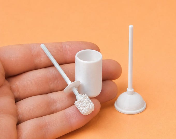 1:12 Scale Dollhouse Toilet Brush Holder or Plunger | 3D Printed Miniatures