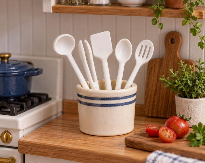 1:12 Scale Miniature Kitchen Utensil Set – 3D Printed Dollhouse Cooking Tools (5-Piece)