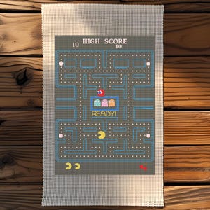 Classic Pac-Man Start Screen Cross Stitch Pattern | Retro Arcade Nostalgia | DIGITAL DOWNLOAD