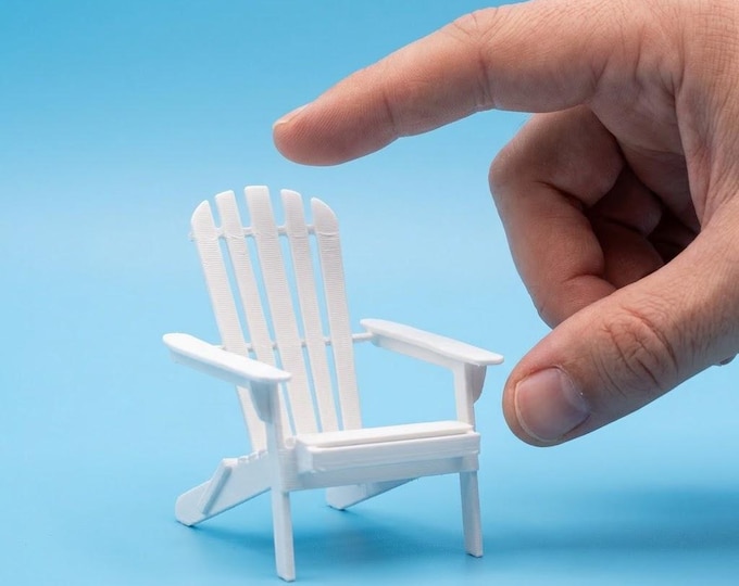 1:12 Scale Dollhouse Adirondack Chair – Classic Mini Outdoor Seating – Unpainted 3D Printed Miniature