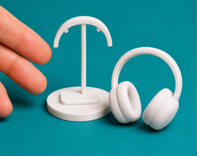 1:12 Scale Headphones and Stand – Miniature Modern Desk Decor (3D Printed)