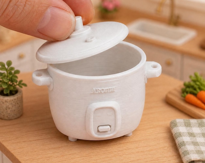 1:12 Scale Miniature Rice Cooker | Dollhouse Kitchen Appliance | 3D Printed Unpainted Miniature