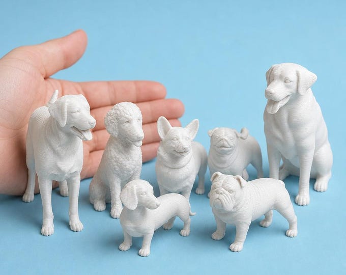 1:12 Scale Miniature Dog Collection – Unpainted 3D Print for Dollhouses, Dioramas
