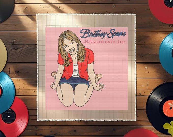 Baby One More Time Cross Stitch Pattern | Britney Spears Album Cover | Pop Princess Tribute | Instant Digital Download