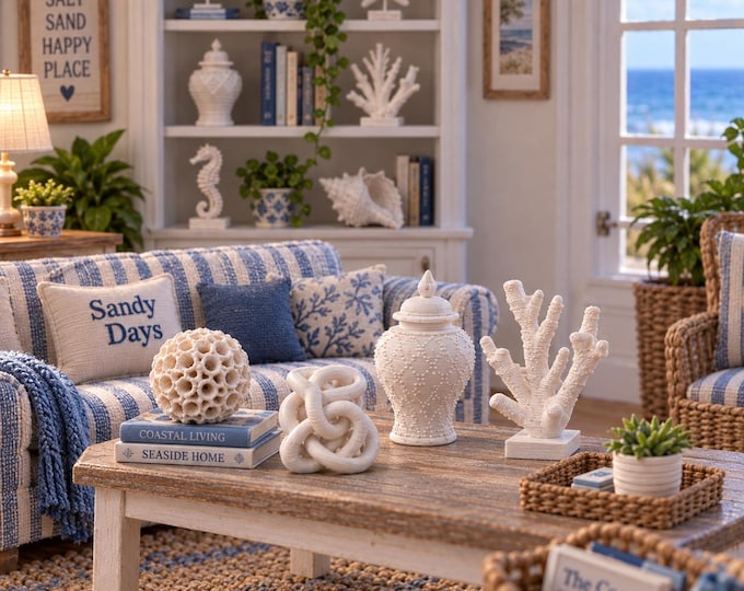1:12 Scale Coastal Dollhouse Décor 3D Printed Seaside Collection (Choose Pieces or Bundle)