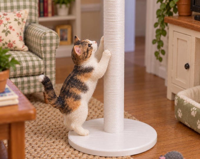 1:12 Scale Cat Scratching Post – 3D Printed Dollhouse Miniature