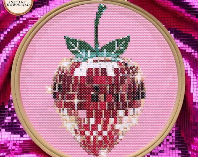 Strawberry Disco Ball – Cross Stitch Pattern (Digital Download)