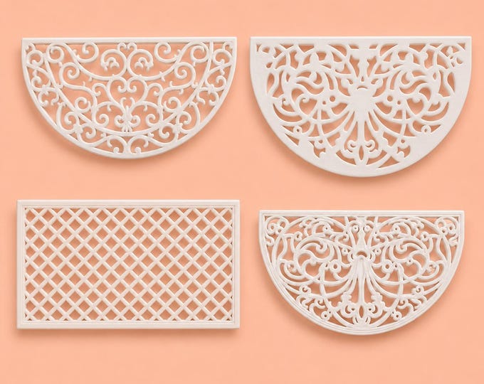 1:12 Scale Wrought Iron Doormat – Dollhouse Porch Decor (3D Printed) Four Different Styles