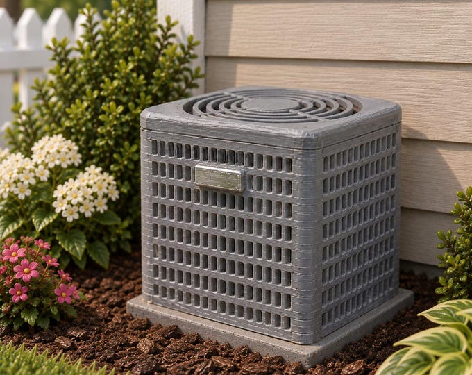 1:12 Scale Dollhouse Air Conditioning Unit — Miniature AC Condenser, Painted or Unpainted