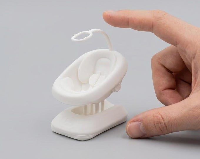1:12 Scale Dollhouse Baby Swing / Bouncy Seat – Unpainted Miniature Nursery Accessory