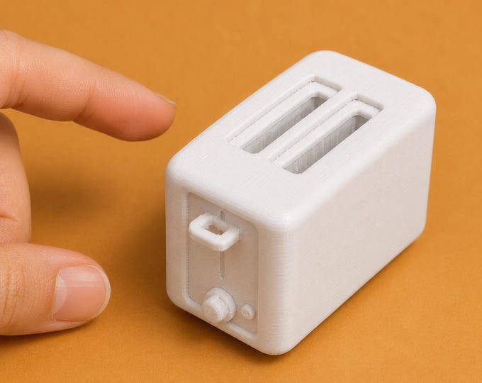1:12 Scale Miniature Toaster – 3D Printed Kitchen Appliance, Unpainted Dollhouse Décor