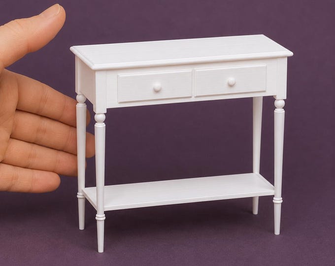 1:12 Scale Dollhouse Console Table – 3D Printed Miniature Entry Table with Drawers (Unpainted)