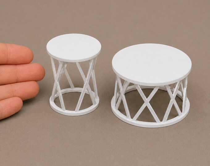 1:12 Scale Modern Lattice Accent Tables – Side, Coffee, or Bundle (3D Printed Miniatures)